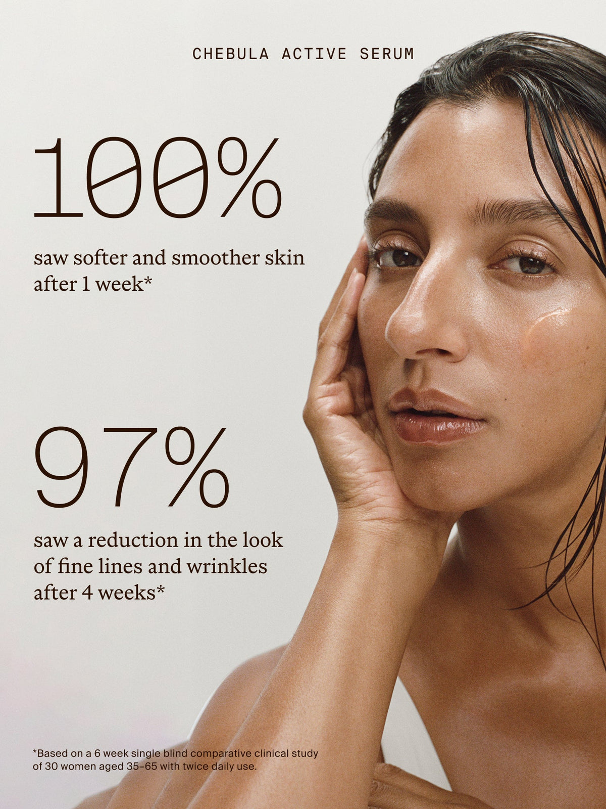 Woman applying Chebula Active Serum.